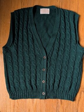 Pendleton Deep Teal Cable-Knit V-Neck Sweater Vest